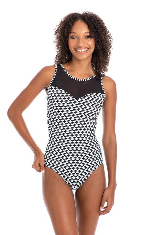 Mesh scoop neck swimsuit online