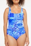 Gathered square neck swimsuit