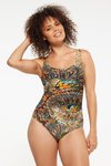 Gathered square neck swimsuit