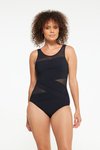 Mesh and pleated swimsuit