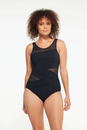 Mesh and pleated swimsuit-swimwear-Gaby's