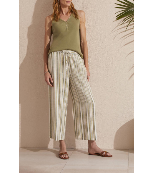 Linen blend stripe pant