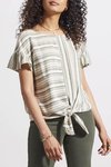 Tie front top frill sleeve