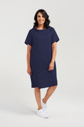 Linen button back dress-dresses-Gaby's