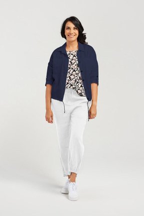 Drawstring cropped linen jacket-jackets-and-vests-Gaby's