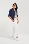 Drawstring cropped linen jacket