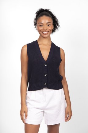 Rib V neck vest-knitwear-Gaby's