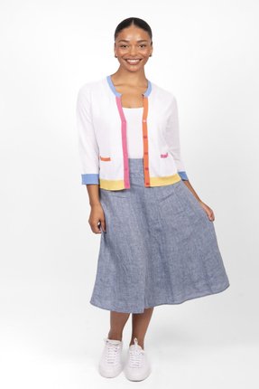 Colour block trim cardi-knitwear-Gaby's