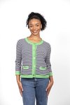 Stripe contrast roll trim cardi