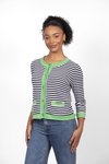 Stripe contrast roll trim cardi