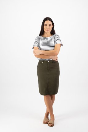 Poplin skirt with back vent-skirts-Gaby's