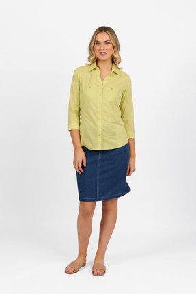 Button shirt with rib panels-shirts-Gaby's