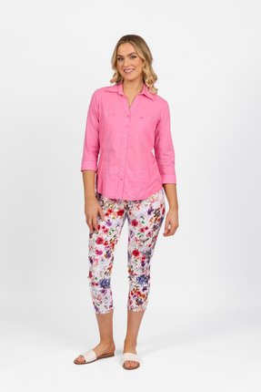 Button shirt with rib panels-shirts-Gaby's