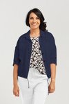 Drawstring cropped linen jacket