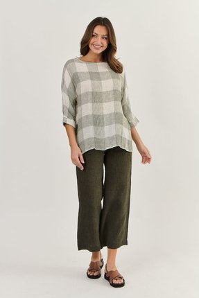 3/4 sleeve linen top-tops-Gaby's