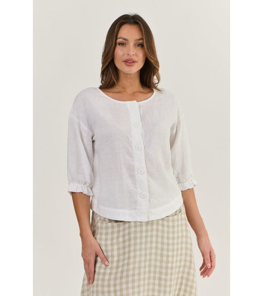 Button front linen top