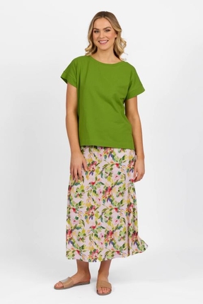 Drop sleeve top stepped hem-tops-Gaby's